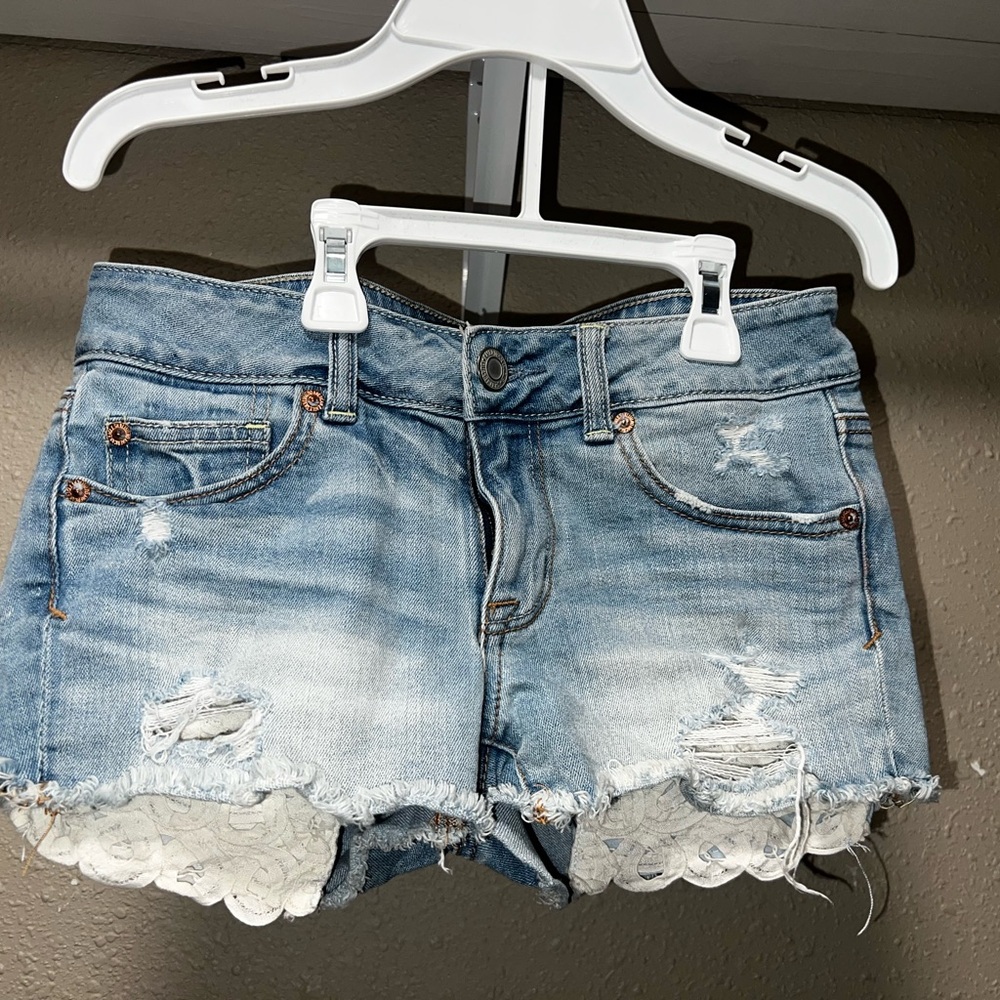 American Eagle Micro Shorts with Lace Trim